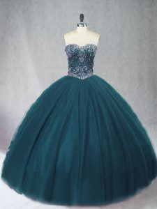 Tulle Sleeveless Floor Length Quince Ball Gowns and Beading