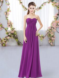New Style Purple Sweetheart Zipper Ruching Quinceanera Dama Dress Sleeveless