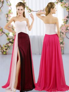 Low Price Sweetheart Sleeveless Dama Dress Floor Length Ruching Multi-color Chiffon