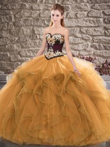 Orange Sleeveless Tulle Lace Up 15th Birthday Dress for Sweet 16 and Quinceanera