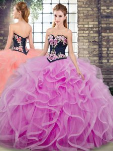 Custom Designed Lilac Sweet 16 Quinceanera Dress Sweetheart Sleeveless Sweep Train Lace Up