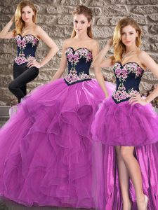 Purple Sleeveless Tulle Lace Up Sweet 16 Dresses for Sweet 16 and Quinceanera