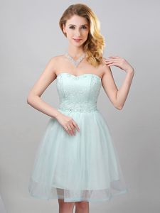Apple Green Lace Up Sweetheart Lace and Appliques Court Dresses for Sweet 16 Tulle Sleeveless