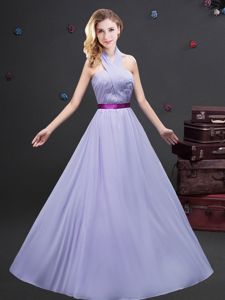 Halter Top Sleeveless Belt Zipper Quinceanera Dama Dress