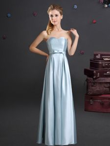 Trendy Sweetheart Sleeveless Zipper Quinceanera Dama Dress Light Blue Elastic Woven Satin