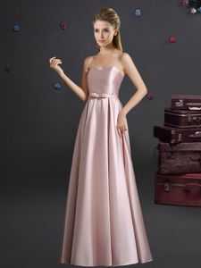 Exquisite Pink Damas Dress Prom and Party and Wedding Party and For with Bowknot Sweetheart Sleeveless Zipper