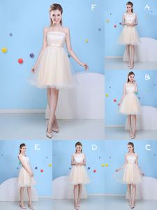 Champagne Sleeveless Bowknot Knee Length Quinceanera Dama Dress