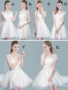 Straps Cap Sleeves Zipper Dama Dress for Quinceanera Champagne Tulle