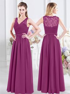 Hot Selling Lavender Lace Up Quinceanera Court Dresses Lace and Belt Sleeveless Floor Length