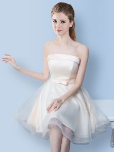 Sexy Knee Length A-line Sleeveless White Damas Dress Lace Up