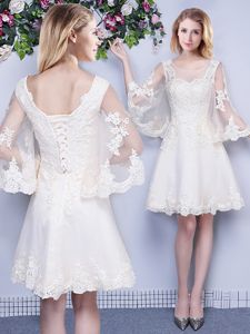 Sweetheart Sleeveless Lace Up Quinceanera Dama Dress White Tulle