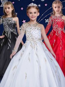 Glorious Sleeveless Zipper Floor Length Beading and Ruffles Pageant Gowns