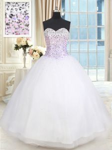 Sweetheart Sleeveless Sweet 16 Dresses Floor Length Beading and Ruffles Multi-color Organza