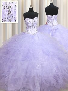 Fine Sweetheart Sleeveless Tulle Sweet 16 Quinceanera Dress Beading and Ruffles Lace Up