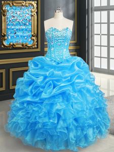 With Train Ball Gowns Sleeveless White Quince Ball Gowns Brush Train Lace Up