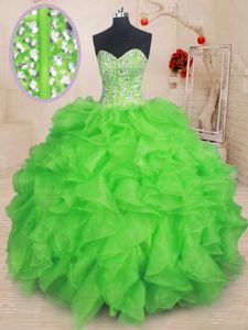 Sleeveless Organza Lace Up 15th Birthday Dress for Military Ball and Sweet 16 and Quinceanera