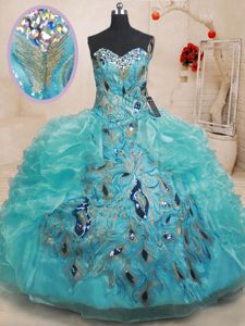 Halter Top Organza Sleeveless Floor Length Quinceanera Gowns and Beading and Ruffles