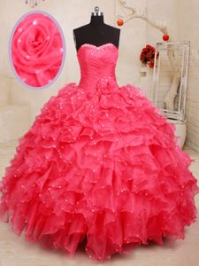 Eye-catching Strapless Lace Up Beading and Ruffled Layers 15 Quinceanera Dress Sleeveless