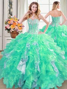 Floor Length Multi-color Quince Ball Gowns Sweetheart Sleeveless Lace Up