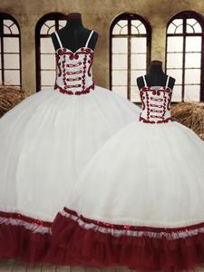 Luxurious White Satin and Organza Lace Up Straps Sleeveless Floor Length Quinceanera Gown Beading