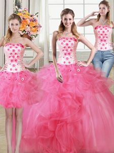Beautiful Three Piece Royal Blue Tulle Lace Up Halter Top Sleeveless Floor Length Sweet 16 Quinceanera Dress Beading and Pick Ups