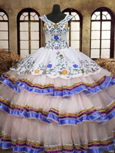 Sweet Four Piece Straps Straps Sleeveless Beading and Ruffles Zipper Vestidos de Quinceanera