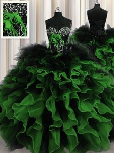 Designer Wine Red Ball Gowns Beading and Ruffles and Ruffled Layers Sweet 16 Quinceanera Dress Lace Up Organza and Tulle Sleeveless Floor Length