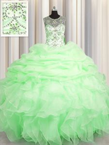 Top Selling Scoop Sleeveless Tulle Quinceanera Dress Beading Lace Up