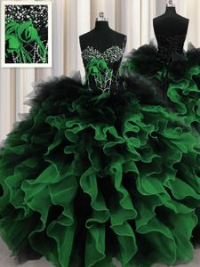 Multi-color Sweetheart Neckline Beading and Ruffles Quinceanera Dresses Sleeveless Lace Up