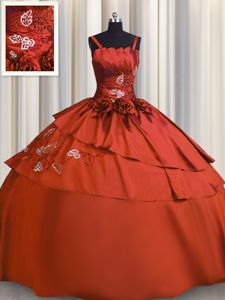 Satin Sleeveless Floor Length Sweet 16 Dresses and Beading and Embroidery