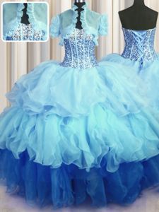 Gorgeous Visible Boning Bling-bling Floor Length Ball Gowns Sleeveless Multi-color Quinceanera Gowns Lace Up