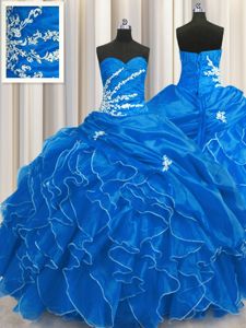 Captivating Turquoise Taffeta Lace Up Sweetheart Short Sleeves Floor Length 15 Quinceanera Dress Beading and Appliques and Ruching