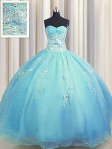 Tulle Sweetheart Sleeveless Lace Up Beading and Sequins and Bowknot Quinceanera Dress in Lavender