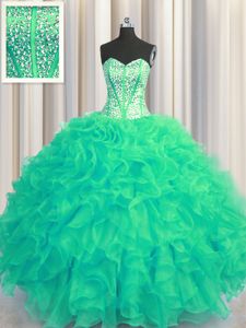 Visible Boning Purple Quince Ball Gowns Military Ball and Sweet 16 and Quinceanera and For with Beading and Ruffles Strapless Sleeveless Lace Up