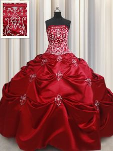 Discount Embroidery Floor Length Ball Gowns Sleeveless Wine Red Vestidos de Quinceanera Lace Up