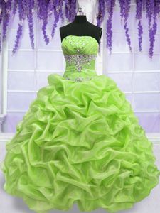 Wonderful Sleeveless Lace Up Floor Length Beading and Pick Ups 15th Birthday Dress