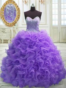 Lovely Purple Ball Gown Prom Dress Sweetheart Sleeveless Sweep Train Lace Up