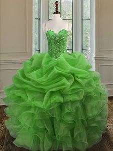 Artistic Sleeveless Organza Lace Up Quinceanera Dress for Military Ball and Sweet 16 and Quinceanera