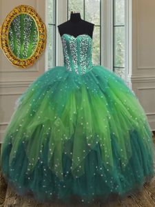 Sequins Floor Length Multi-color Quinceanera Dress Sweetheart Sleeveless Lace Up