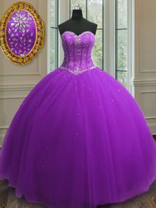 Vintage Aqua Blue Ball Gowns Organza Sweetheart Sleeveless Beading and Ruffles Floor Length Lace Up Quinceanera Gown