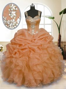 Sweet Sleeveless Zipper Floor Length Beading and Ruffles and Pick Ups Ball Gown Prom Dress