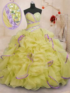 Eye-catching Sequins Sweetheart Sleeveless Lace Up 15 Quinceanera Dress Orange Organza