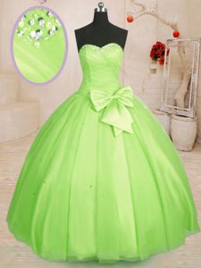 Perfect Floor Length Yellow Green Ball Gown Prom Dress Sweetheart Sleeveless Lace Up