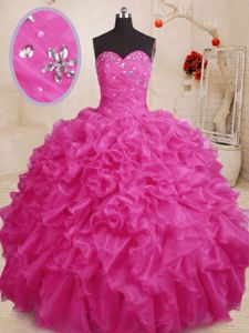 Baby Blue Sweetheart Lace Up Beading and Ruffles Sweet 16 Quinceanera Dress Sleeveless