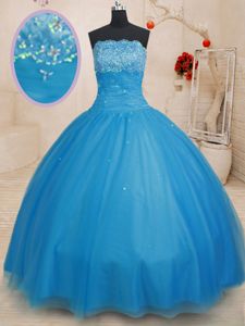 Multi-color Organza Lace Up 15th Birthday Dress Sleeveless Floor Length Beading and Ruffles