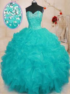 Lavender Sweetheart Neckline Beading and Ruffles 15 Quinceanera Dress Sleeveless Lace Up