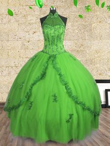 Stylish Floor Length Lace Up Sweet 16 Dress Aqua Blue and In for Military Ball and Sweet 16 and Quinceanera with Beading and Ruffles and Ruching