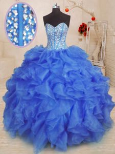 Sleeveless Beading and Ruffles Lace Up Quinceanera Gowns