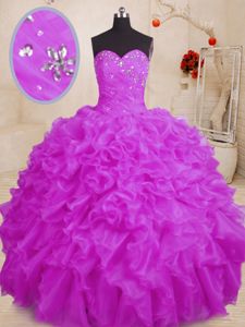 Floor Length Purple Quinceanera Dresses Sweetheart Sleeveless Lace Up
