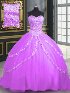 Lace Up Quinceanera Gowns Beading and Appliques and Ruffles and Ruching Sleeveless Floor Length